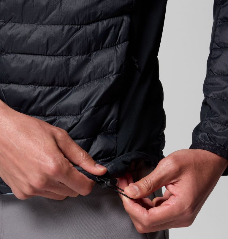 Men's Powder Pass Hybrid Hooded Puffer Jacket, Color: Black, image 8