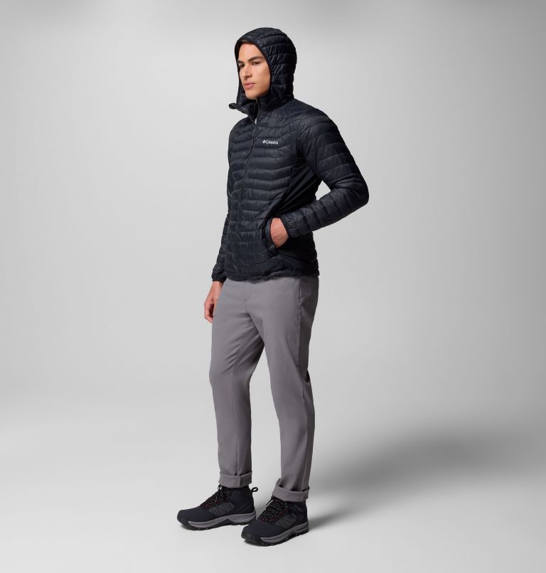 Men's Powder Pass Hybrid Hooded Puffer Jacket, Color: Black, image 9