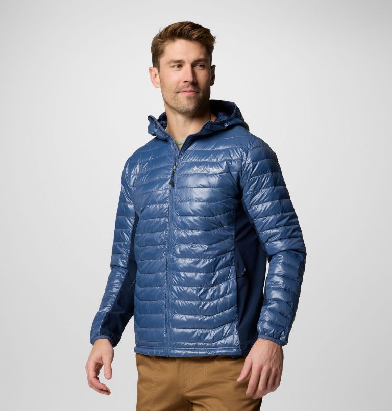 Giacca imbottita ibrida con cappuccio Powder Pass da uomo, Color: Dark Mountain, Collegiate Navy, image 4