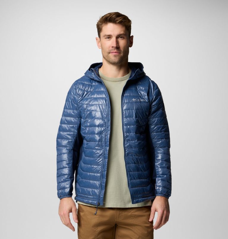Giacca imbottita ibrida con cappuccio Powder Pass da uomo, Color: Dark Mountain, Collegiate Navy, image 7