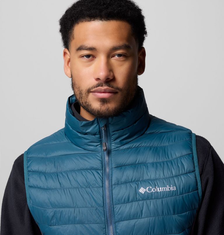 Men's Powder Pass Hybrid Puffer Gilet, Color: Everblue, Shark, image 6