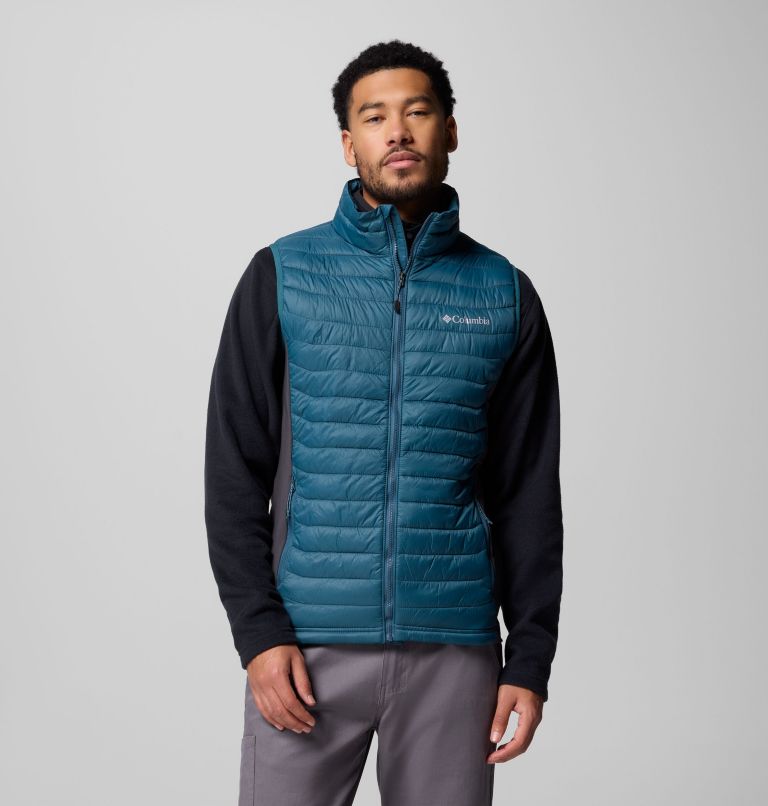 Men's Powder Pass Hybrid Puffer Gilet, Color: Everblue, Shark, image 1