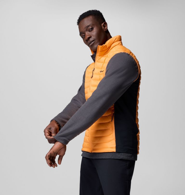 Men's Powder Pass Hybrid Puffer Gilet, Color: Koi, Black, image 4