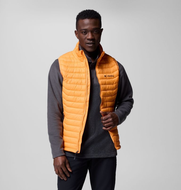 Men's Powder Pass Hybrid Puffer Gilet, Color: Koi, Black, image 5