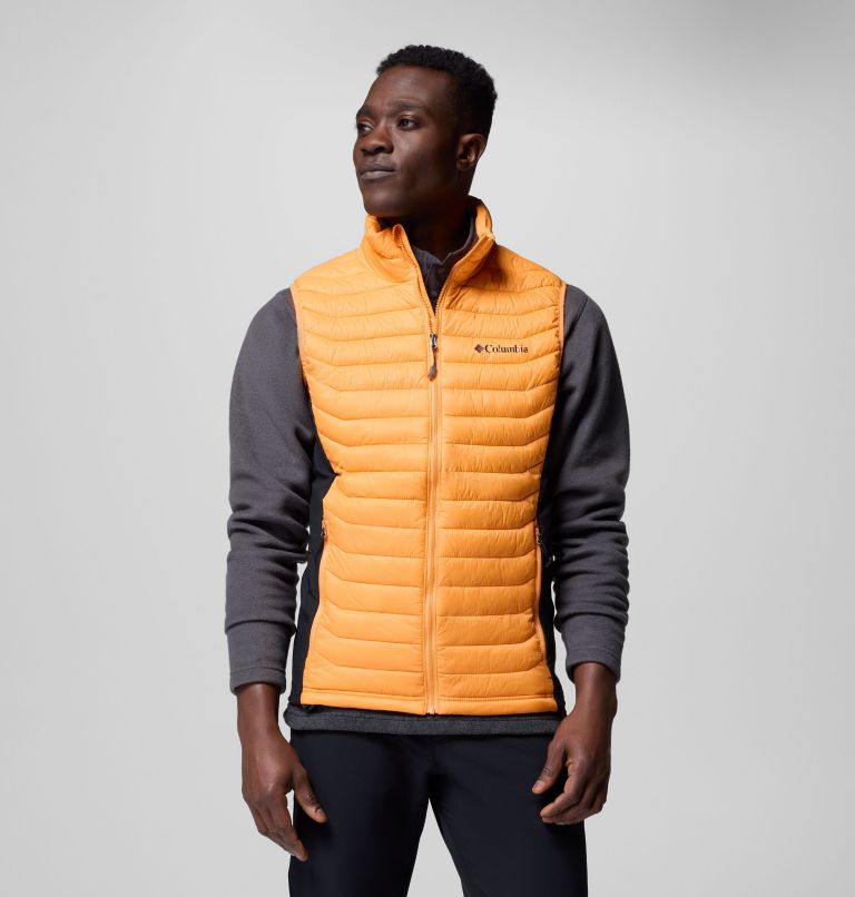 Men's Powder Pass Hybrid Puffer Gilet, Color: Koi, Black, image 1