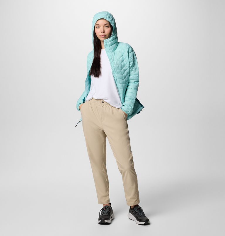 Women's Powder Pass II Hybrid Hooded Jacket, Color: Spray, River Blue, image 7