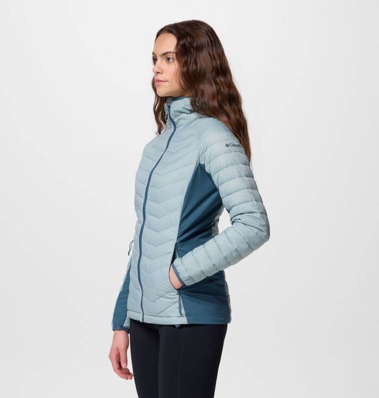 Femme Manteau à capuchon hybride Powder Pass II, Color: Crushed Blue, Everblue, image 4