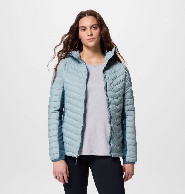 Femme Manteau à capuchon hybride Powder Pass II, Color: Crushed Blue, Everblue, image 5