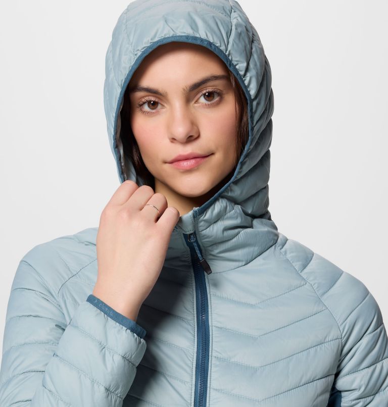 Femme Manteau à capuchon hybride Powder Pass II, Color: Crushed Blue, Everblue, image 6