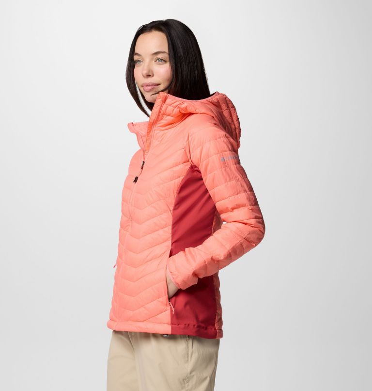 Women's Powder Pass II Hybrid Hooded Jacket, Color: Alpenglow, Daredevil, image 3