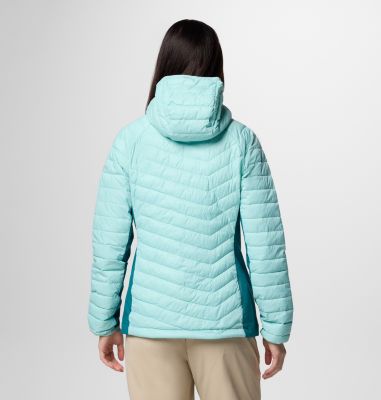 Women's Powder Pass II Hybrid Hooded Puffer Jacket, Color: Spray, River Blue, image 14