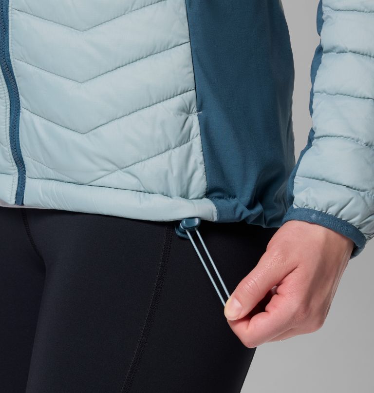 Women's Powder Pass II Hybrid Hooded Puffer Jacket, Color: Crushed Blue, Everblue, image 7