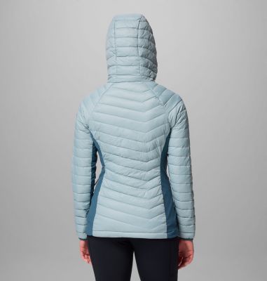 Women's Powder Pass II Hybrid Hooded Puffer Jacket, Color: Crushed Blue, Everblue, image 7
