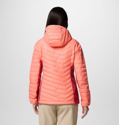 Women's Powder Pass II Hybrid Hooded Puffer Jacket, Color: Alpenglow, Daredevil, image 2