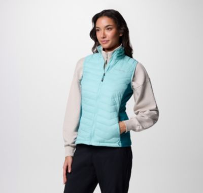 Women's Powder Pass II Hybrid Puffer Gilet, Color: Spray, River Blue, image 19