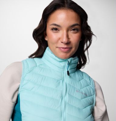 Women's Powder Pass II Hybrid Puffer Gilet, Color: Spray, River Blue, image 20