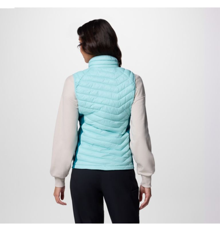 Women's Powder Pass II Hybrid Puffer Gilet, Color: Spray, River Blue, image 2