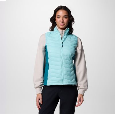 Women's Powder Pass II Hybrid Puffer Gilet, Color: Spray, River Blue, image 17