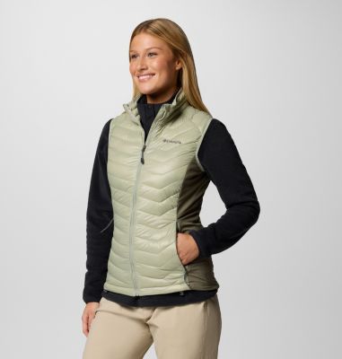 Women's Powder Pass II Hybrid Puffer Gilet, Color: Safari, Stone Green, image 11