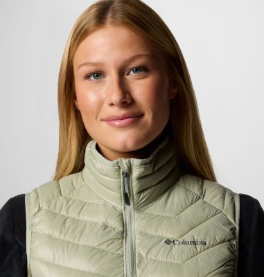 Women's Powder Pass II Hybrid Puffer Gilet, Color: Safari, Stone Green, image 12