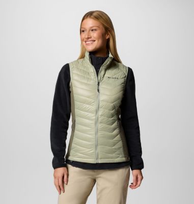 Women's Powder Pass II Hybrid Puffer Gilet, Color: Safari, Stone Green, image 9
