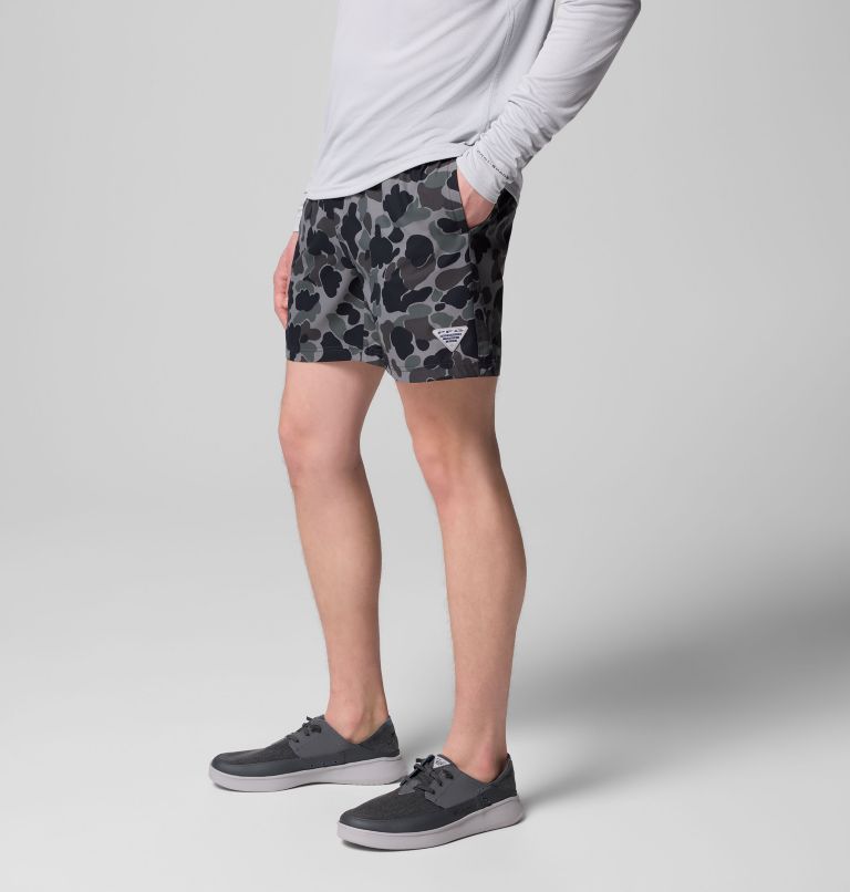 Men's PFG Rambler Printed Water Shorts, Color: Black Deltahunter Camo, image 4
