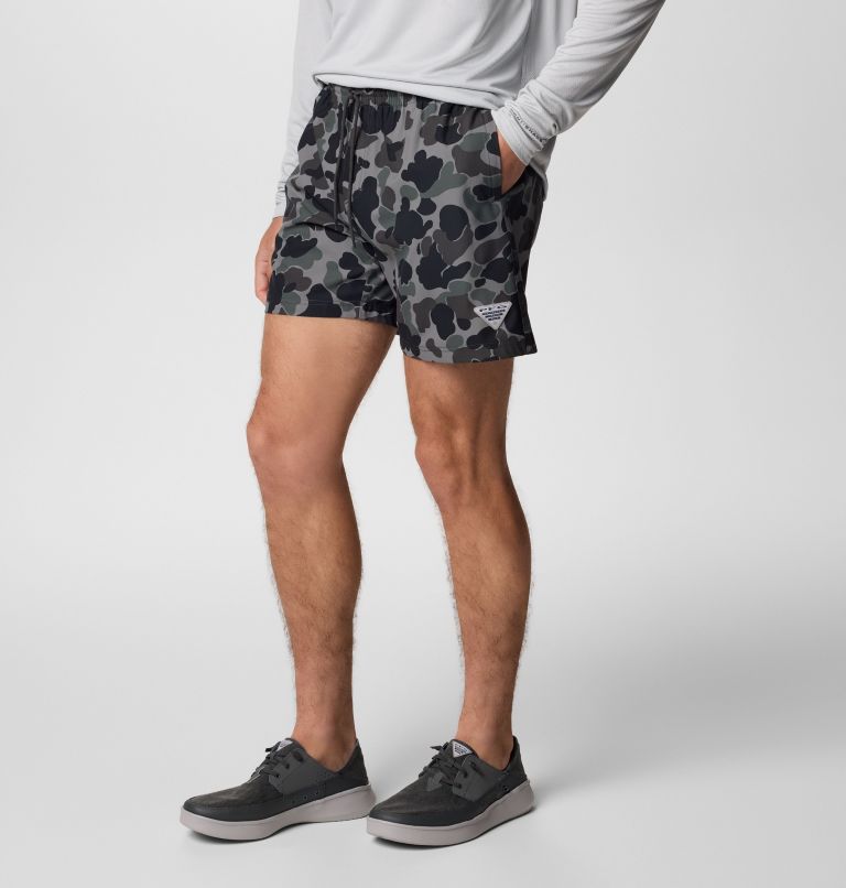 Men's PFG Rambler Printed Water Shorts, Color: Black Deltahunter Camo, image 4
