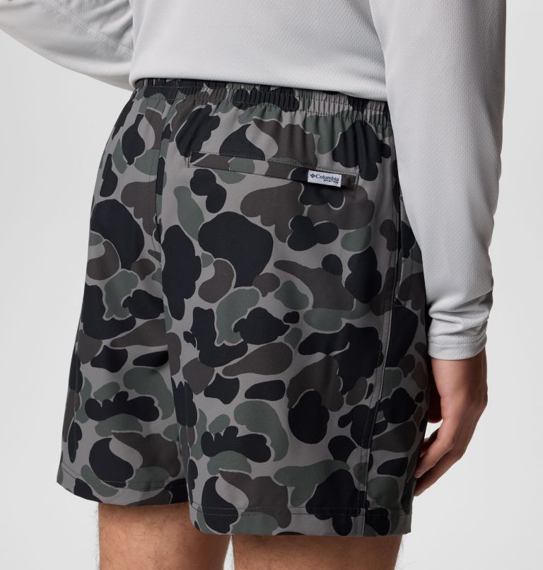 Men's PFG Rambler Printed Water Shorts, Color: Black Deltahunter Camo, image 6