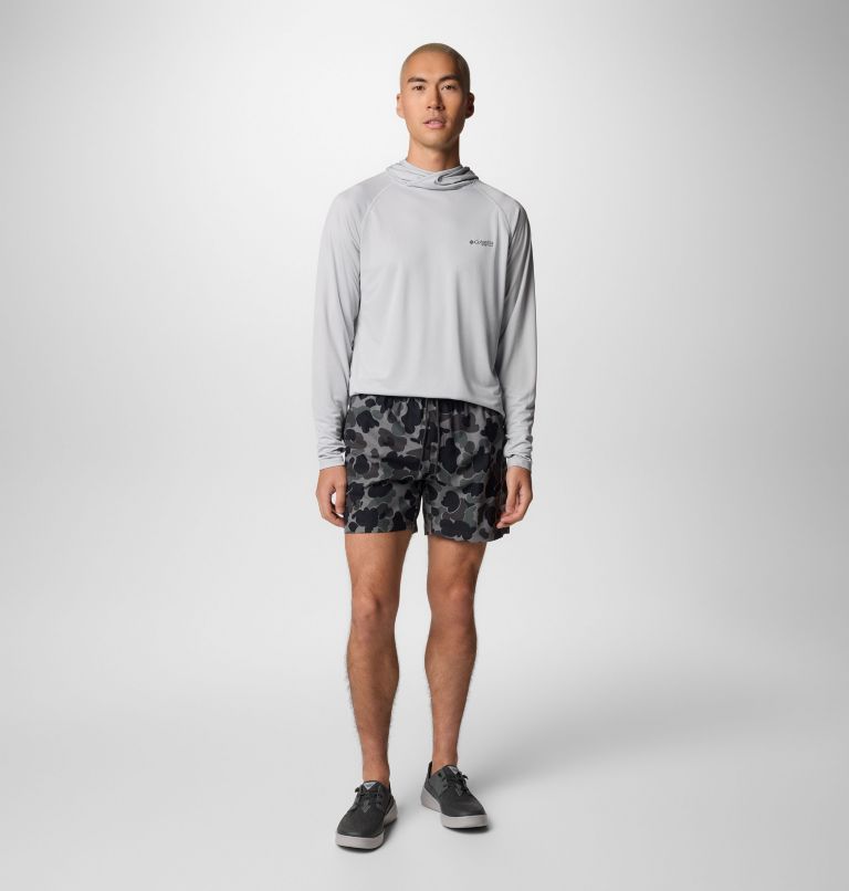 Men's PFG Rambler Printed Water Shorts, Color: Black Deltahunter Camo, image 2