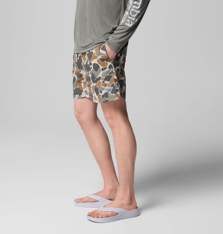 Men's PFG Rambler Printed Water Shorts, Color: Fossil Deltahunter Camo, image 4
