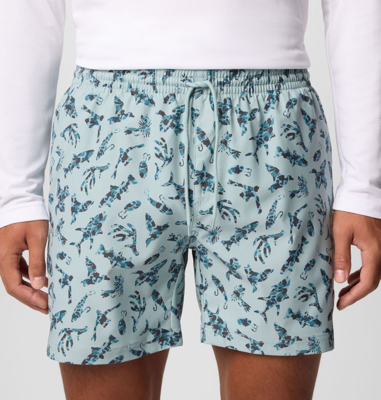 Men's PFG Rambler Printed Water Shorts, Color: Crushed Blue Huntfish, image 5