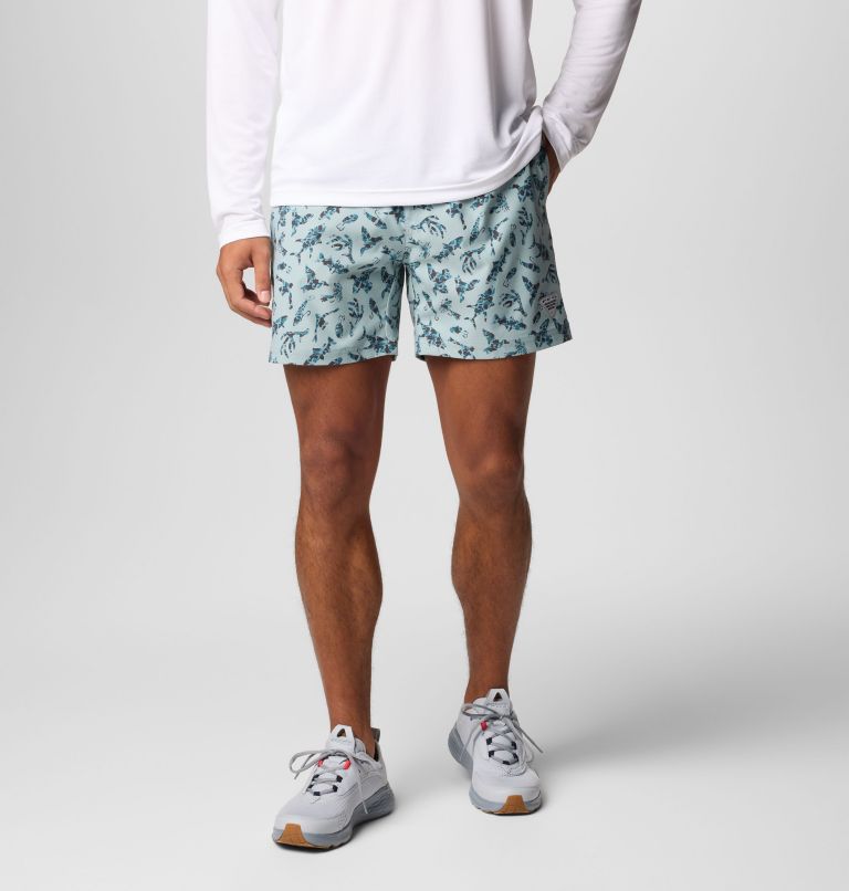 Men's PFG Rambler Printed Water Shorts, Color: Crushed Blue Huntfish, image 1