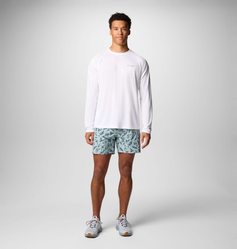 Men's PFG Rambler Printed Water Shorts, Color: Crushed Blue Huntfish, image 2