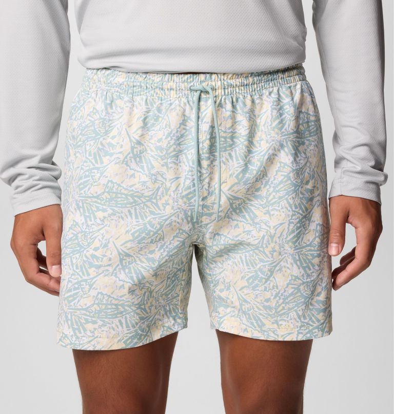 Men's PFG Rambler Printed Water Shorts, Color: Lemon Wash Marlin Palms, image 5