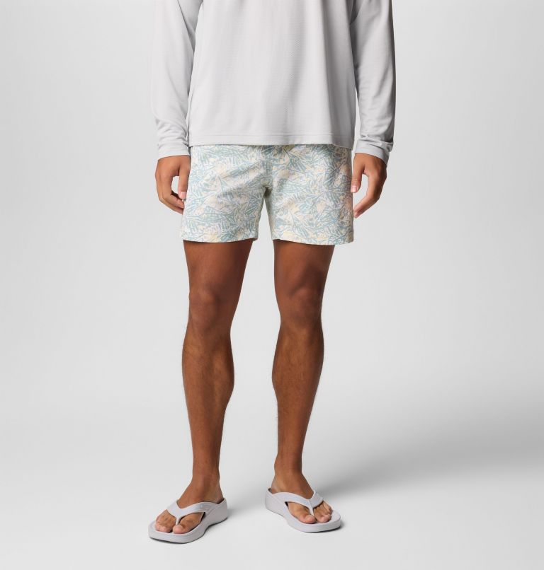 Men's PFG Rambler Printed Water Shorts, Color: Lemon Wash Marlin Palms, image 1