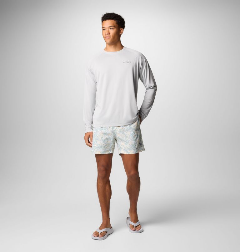 Men's PFG Rambler Printed Water Shorts, Color: Lemon Wash Marlin Palms, image 2