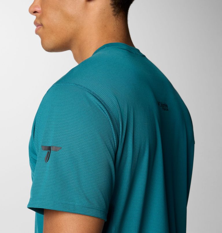 Men's Cirque River Pro Short Sleeve Crew Shirt, Color: River Blue, image 7