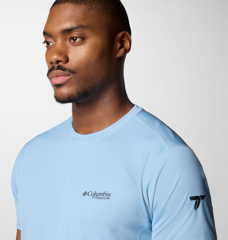 Men's Cirque River Pro Short Sleeve Crew Shirt, Color: Ripple Blue, image 5