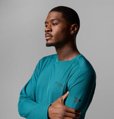 Men's Cirque River Pro Long Sleeve Crew Shirt, Color: River Blue, image 4