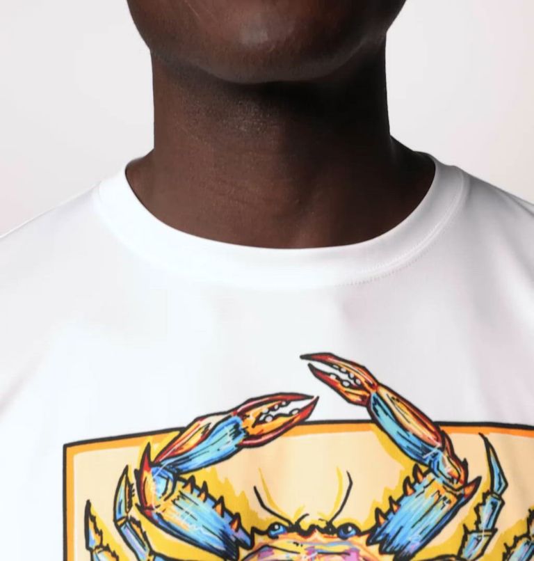 Men's Terminal Tackle PFG x Bentley Short Sleeve Shirt, Color: White, PFG Bentley Crab