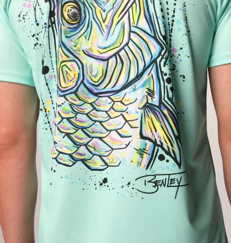 Men's Terminal Tackle PFG X Bentley T-Shirt, Color: Gulf Stream, PFG Bentley Tarpon Head