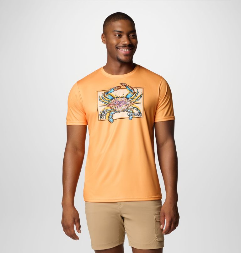 Camiseta Terminal Tackle PFG X Bentley para hombre, Color: Summer Orange, PFG Bentley Crab, image 1