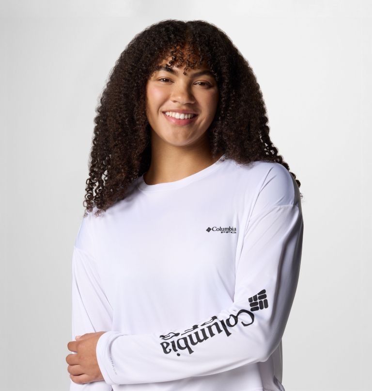 Women's Tidal Light PFG x Bentley Long Sleeve Shirt, Color: White, PFG W Bentley Crab, image 4
