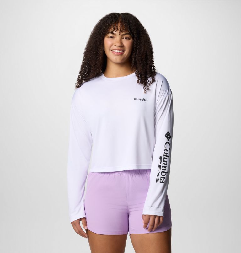 Women's Tidal Light PFG x Bentley Long Sleeve Shirt, Color: White, PFG W Bentley Crab, image 2