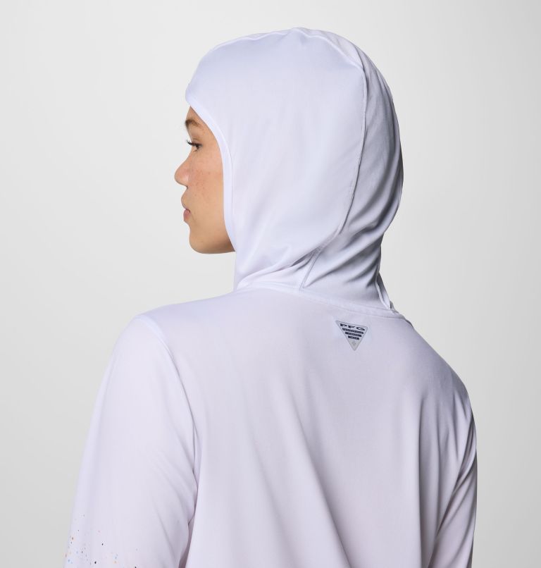 Women's Tidal Light PFG x Bentley Hoodie, Color: White, PFG W Bentley Tarpon Scales, image 5