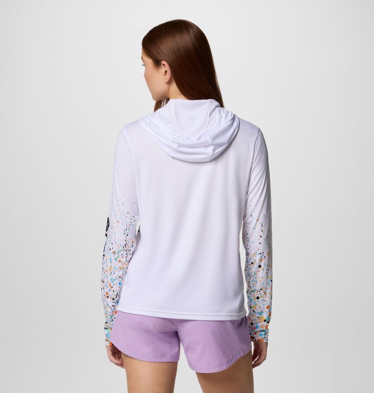Women's Tidal Light PFG x Bentley Hoodie, Color: White, PFG W Bentley Tarpon Scales, image 2