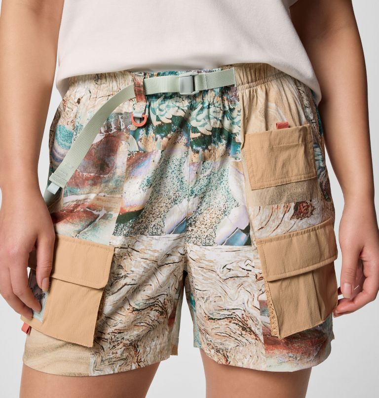 Unisex Cove Beach Printed Shorts, Color: Cool Green Coastal, image 6