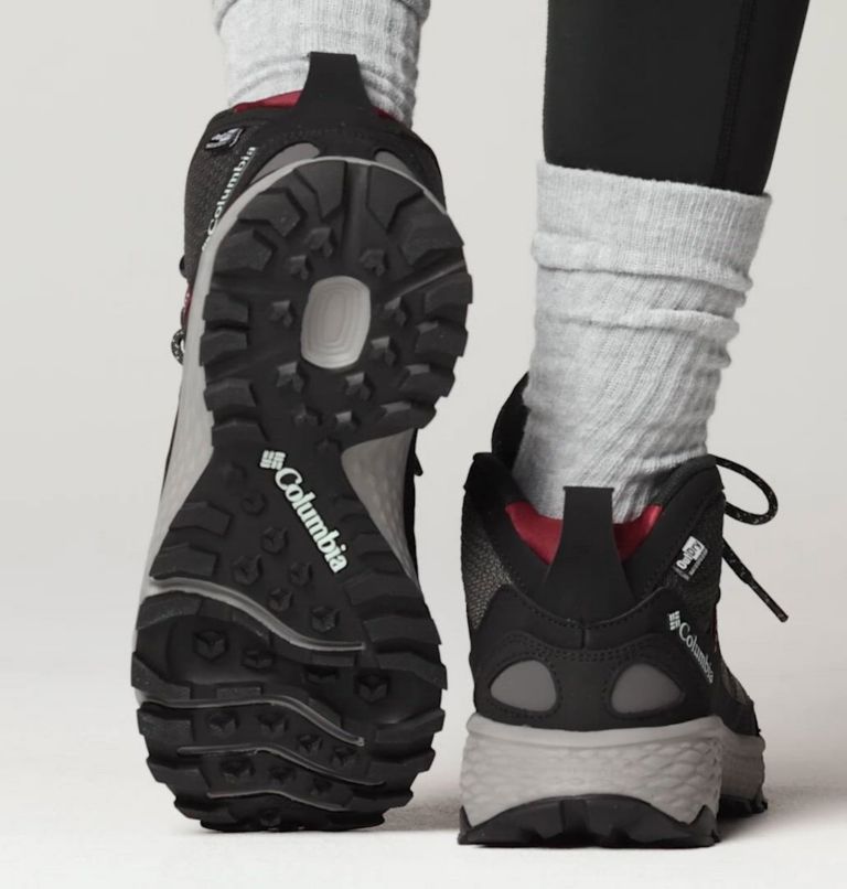 Women's Peakfreak Rush Mid OutDry Shoe, Color: Dark Grey, Deep Madeira