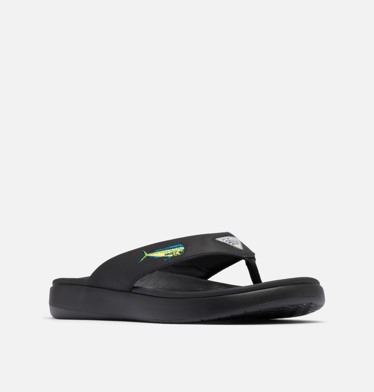 Men's Boatside Fish Flip Flop, Color: Black, Black, image 2