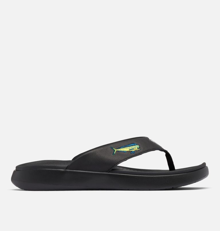 Men's Boatside Fish Flip Flop, Color: Black, Black, image 1